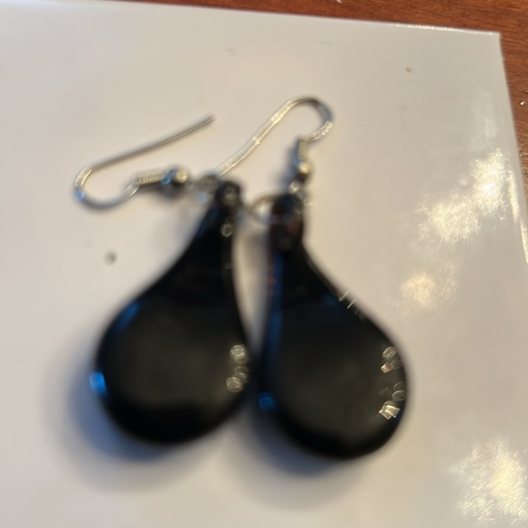 Glass floral drop pierced earrings blue purple pink dainty cottagecore soft girl - Picture 2 of 3